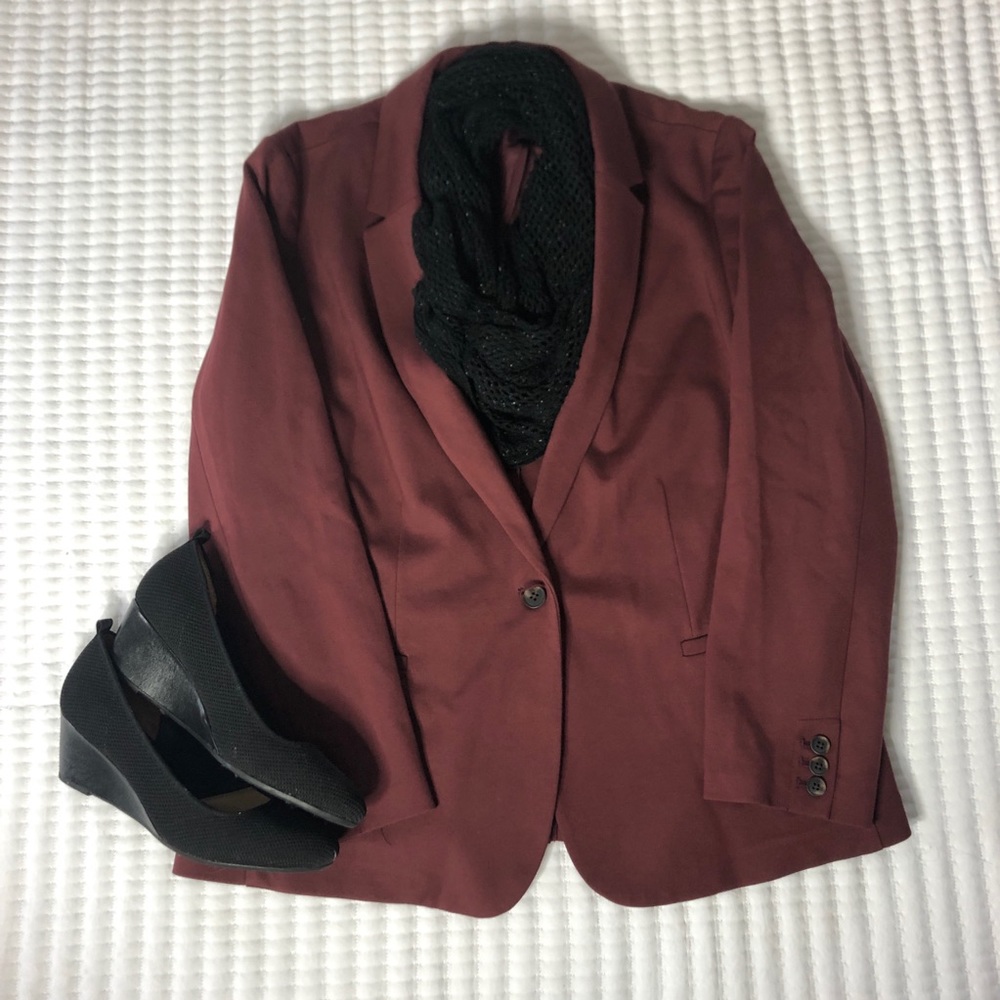 Old Navy Burgundy Classic Ponte Knit Blazer XL
